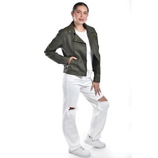 Foto 2 | Chamarra Estilo Biker Roman Fashion /juvenil, 7409 (verde) Verde Oscuro