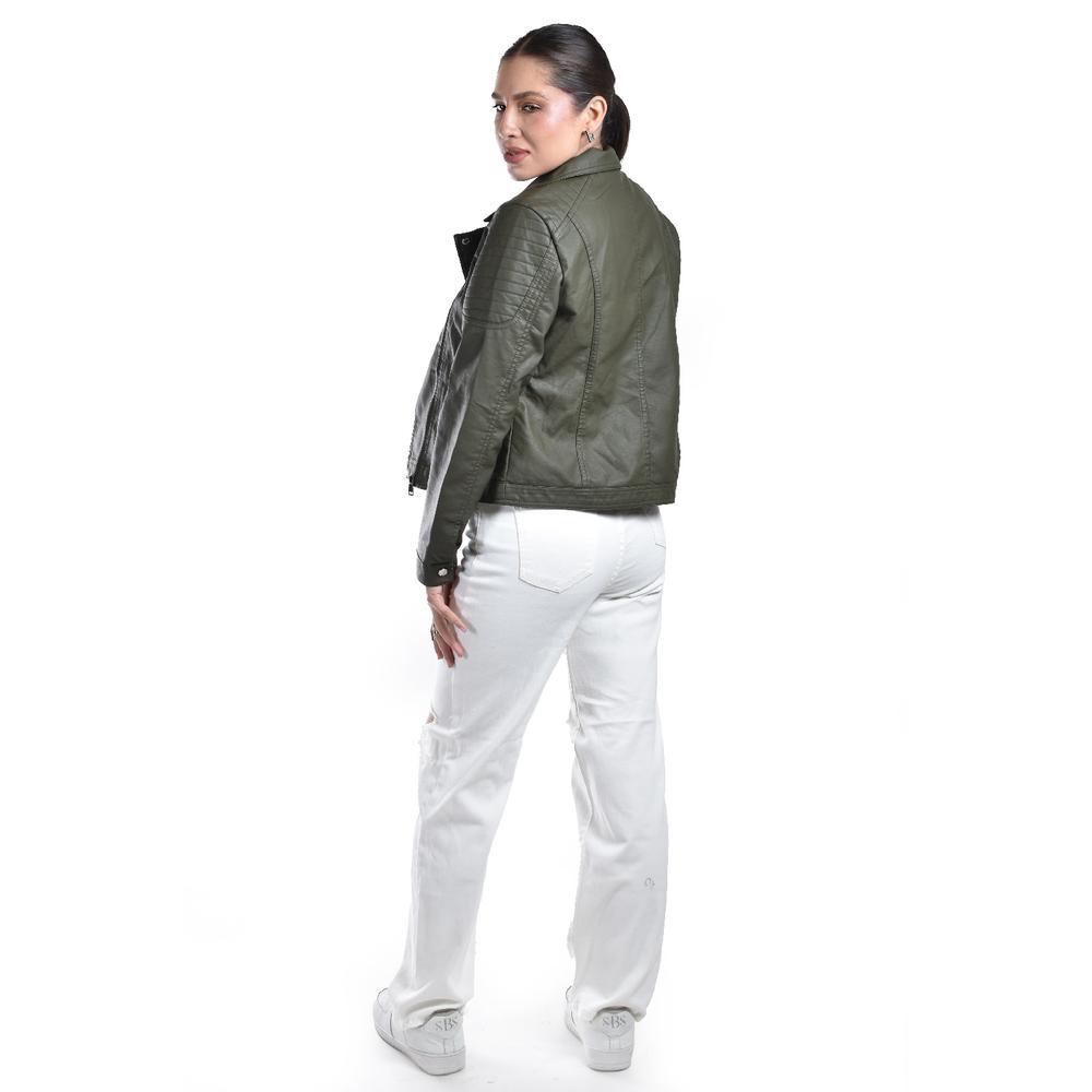 Foto 4 pulgar | Chamarra Estilo Biker Roman Fashion /juvenil, 7409 (verde) Verde Oscuro