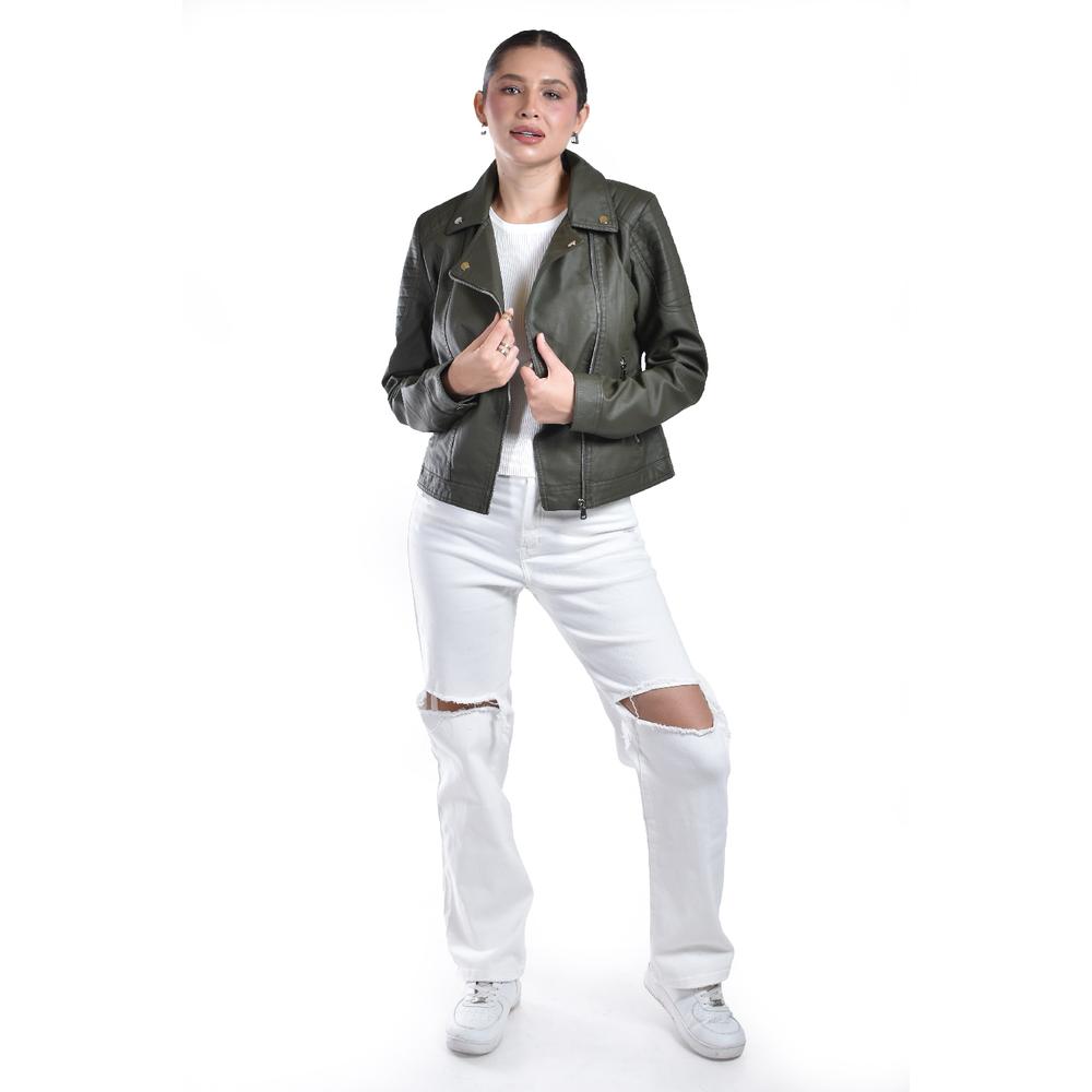 Foto 5 pulgar | Chamarra Estilo Biker Roman Fashion /juvenil, 7409 (verde) Verde Oscuro
