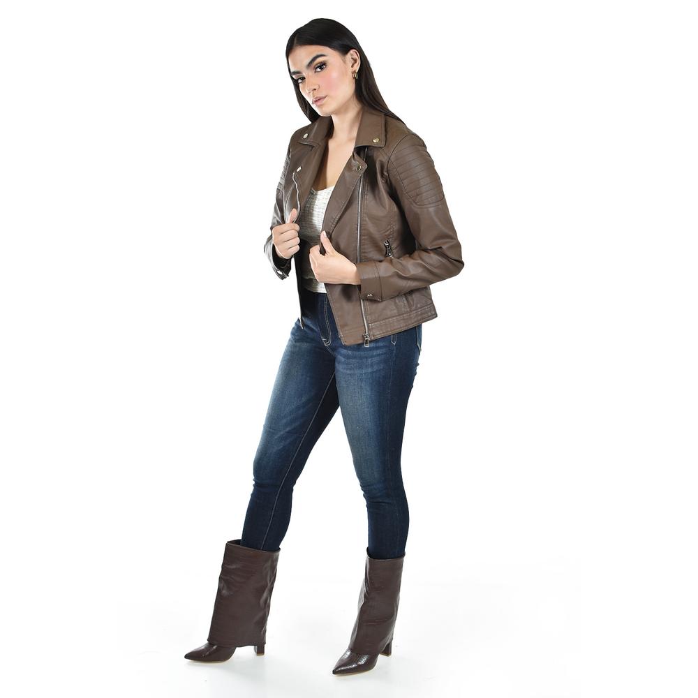 Foto 3 pulgar | Chamarra Estilo Biker Roman Fashion /juvenil, 7409 (cafe) Cafe