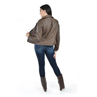 Foto 3 | Chamarra Estilo Biker Roman Fashion /juvenil, 7409 (cafe) Cafe