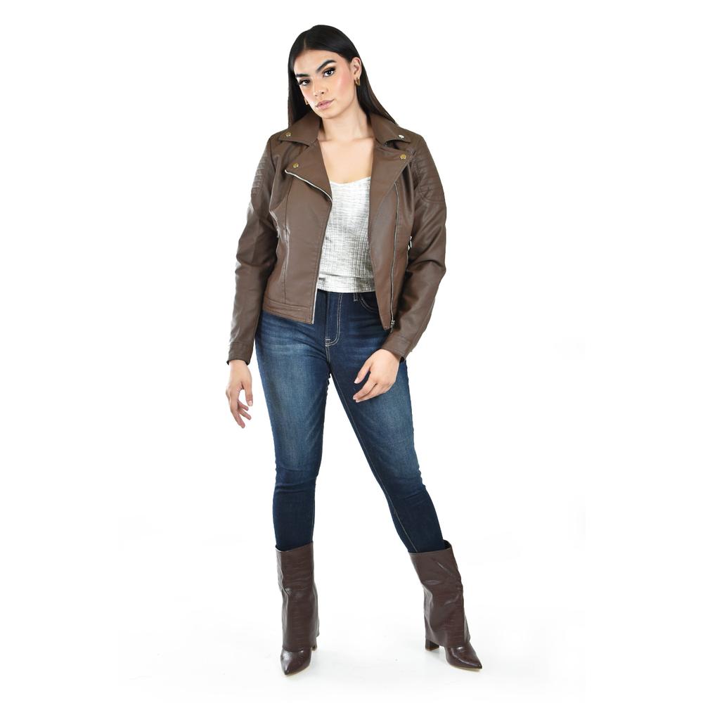 Foto 5 pulgar | Chamarra Estilo Biker Roman Fashion /juvenil, 7409 (cafe) Cafe