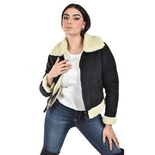 Foto 1 | Chamarra Tipo Aviador Con Borrega Roman Fashion /juvenil, 7524 (negro) Negro