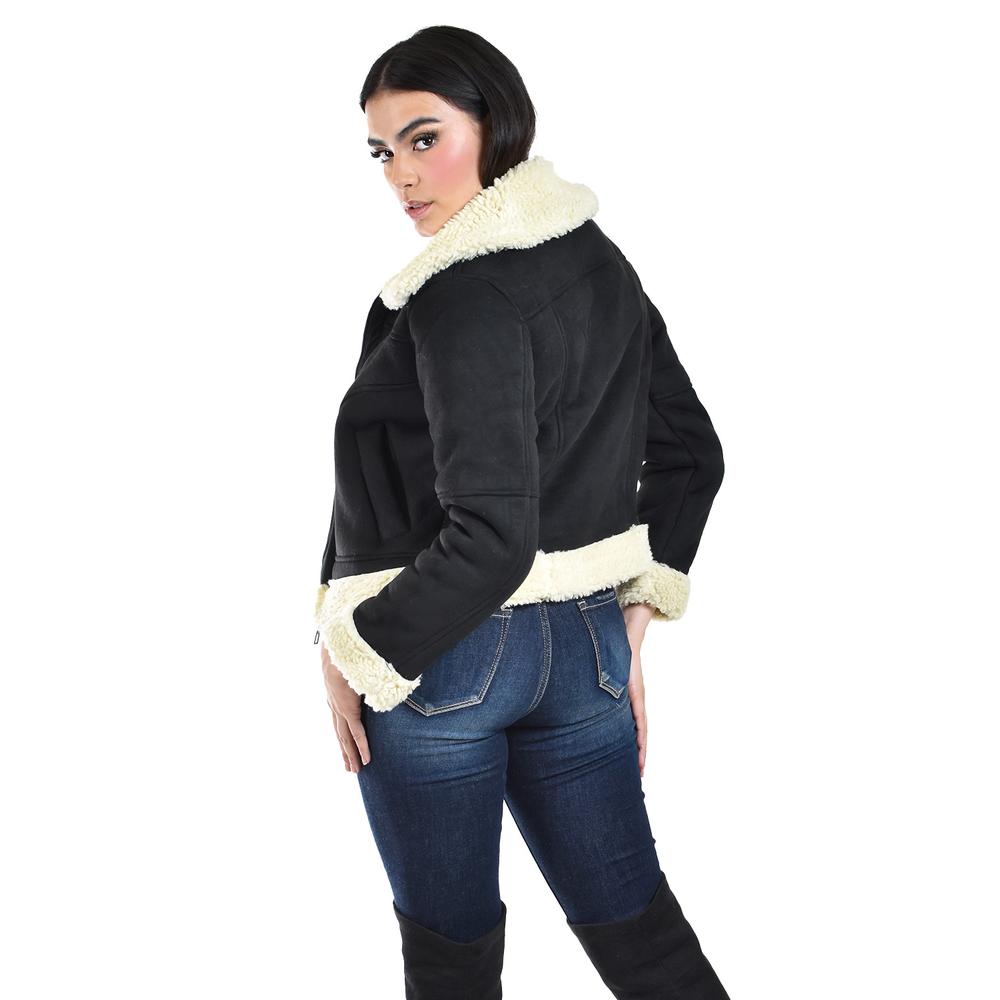 Foto 4 pulgar | Chamarra Tipo Aviador Con Borrega Roman Fashion /juvenil, 7524 (negro) Negro
