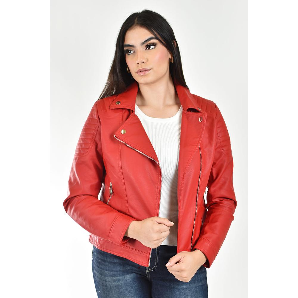 Foto 2 pulgar | Chamarra Estilo Biker Roman Fashion /juvenil  7409 (rojo) Rojo