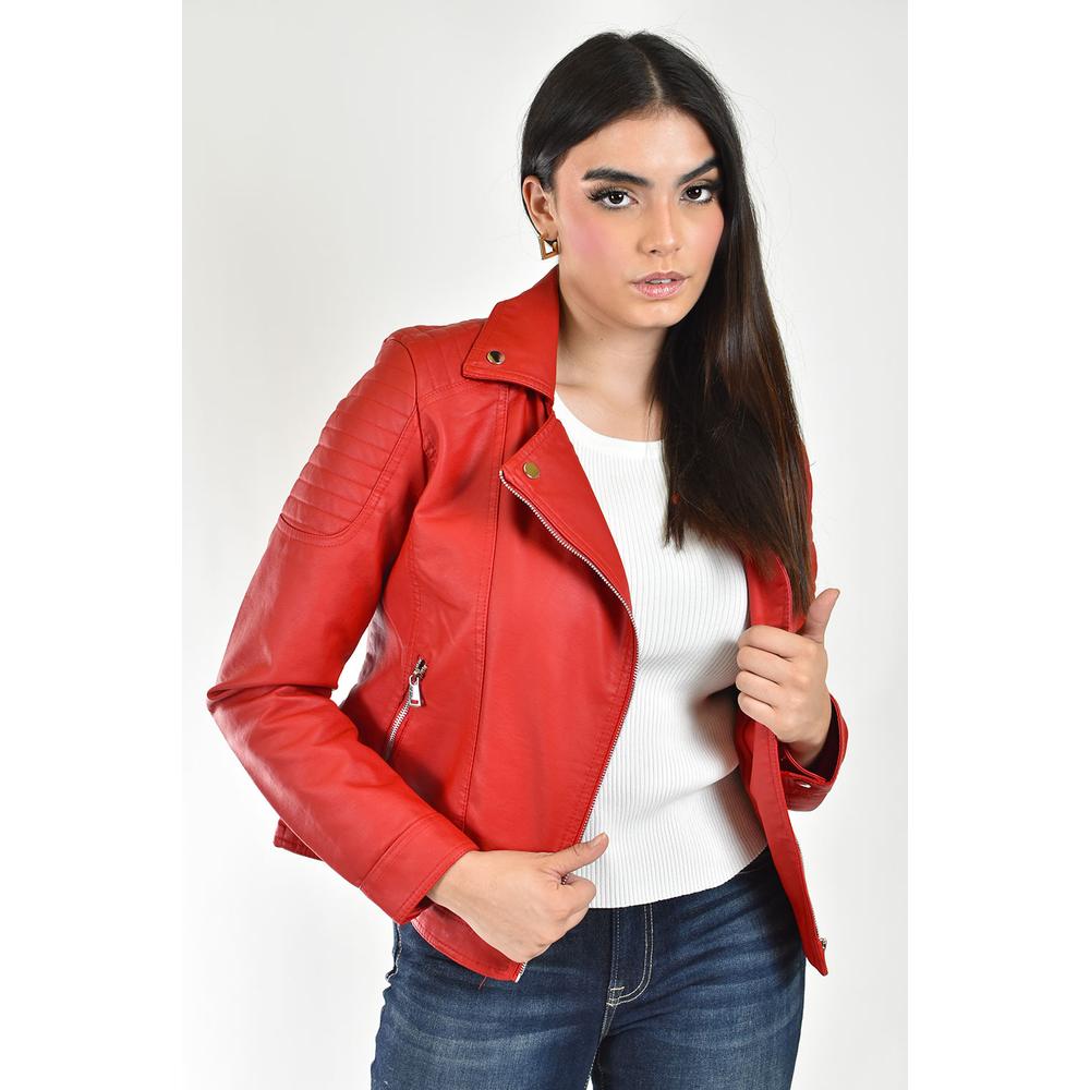 Foto 4 pulgar | Chamarra Estilo Biker Roman Fashion /juvenil  7409 (rojo) Rojo