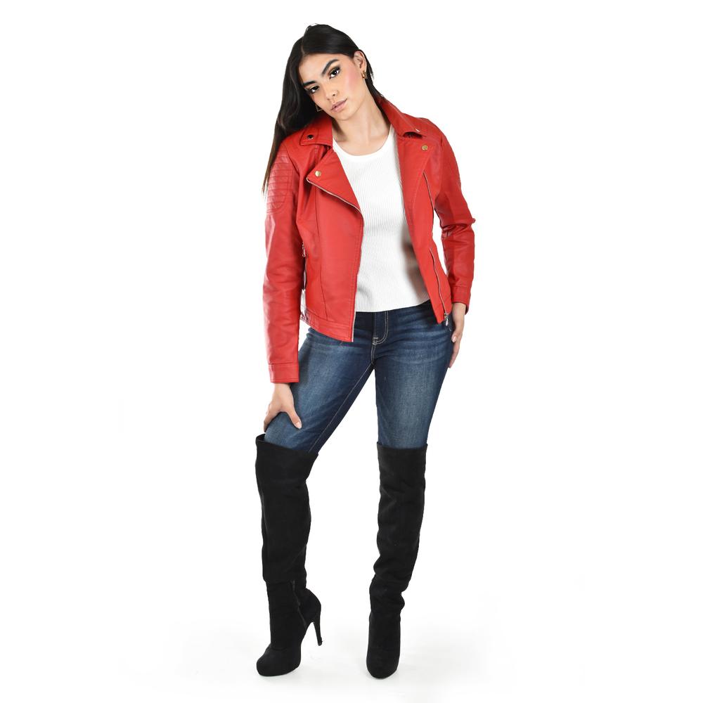 Foto 6 pulgar | Chamarra Estilo Biker Roman Fashion /juvenil  7409 (rojo) Rojo