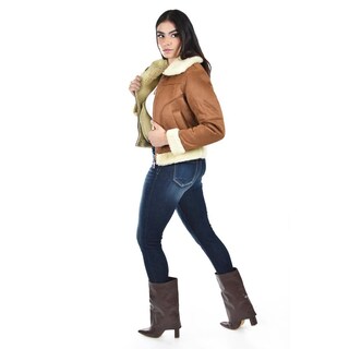 Foto 2 | Chamarra Tipo Aviador Con Borrega Roman Fashion /juvenil 7524 (chedron) Cafe