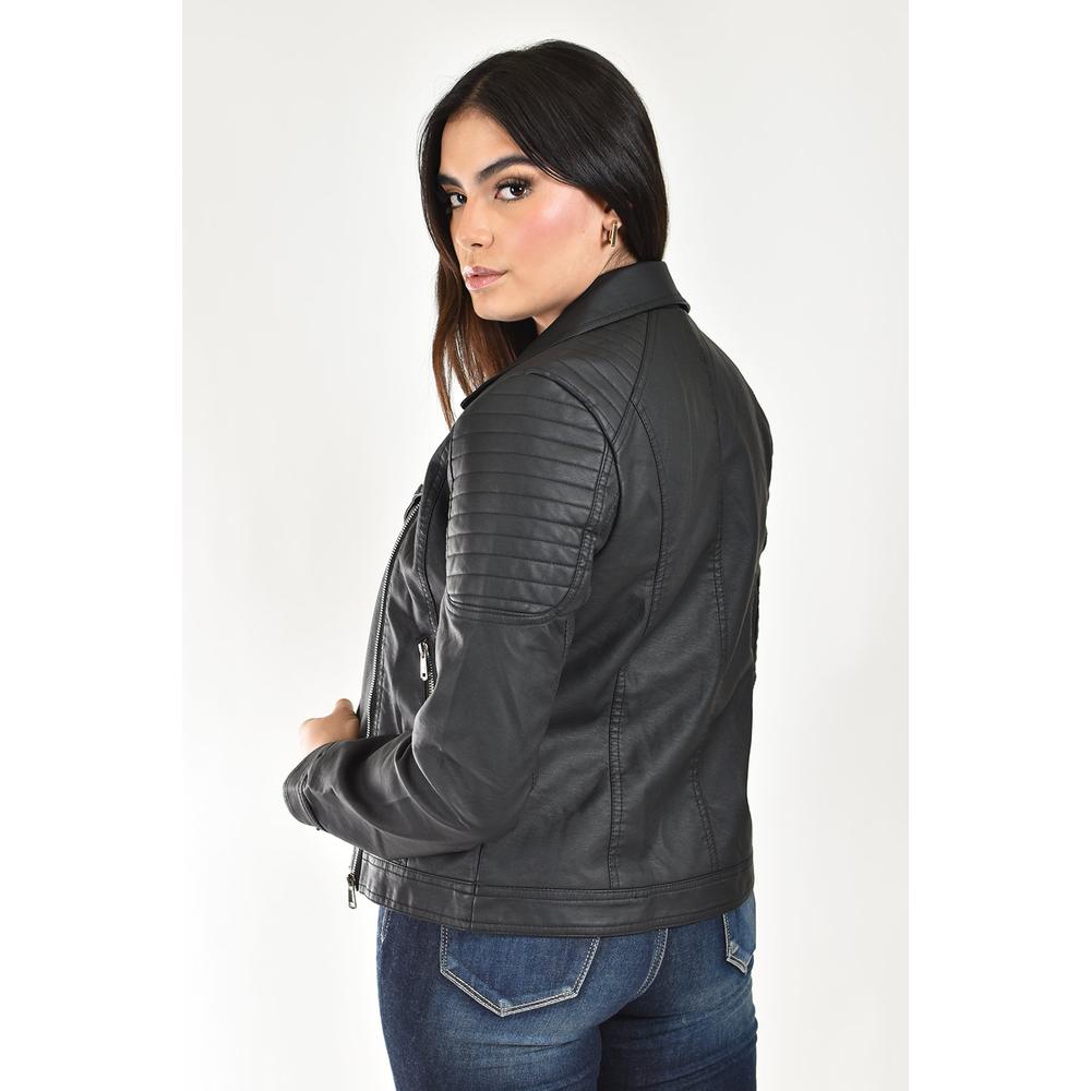 Foto 5 pulgar | Chamarra Estilo Biker Roman Fashion /juvenil  7409 (negro) Negro
