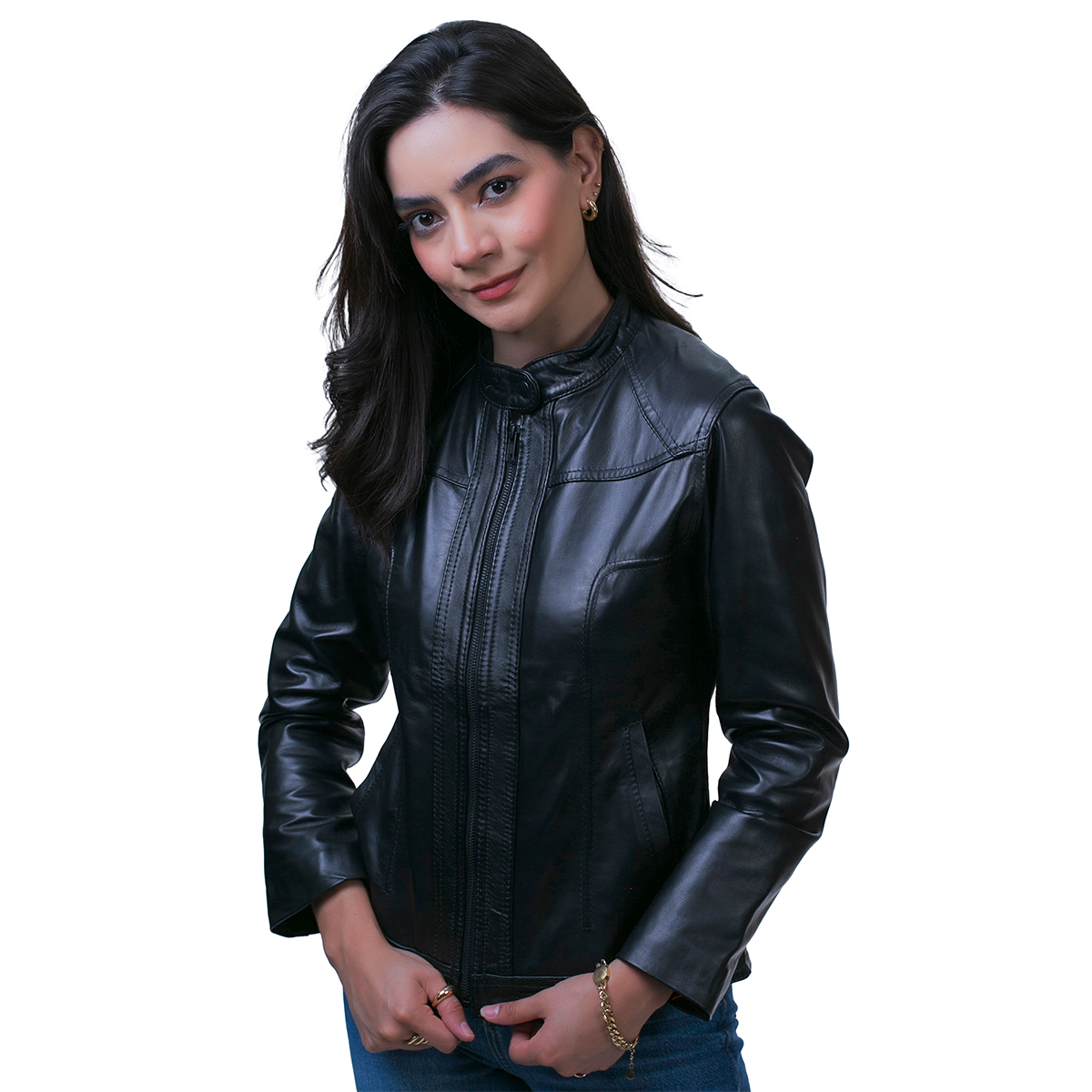 Foto 2 pulgar | Chamarra Castelli Mujer Piel Borrego Negra Tipo Saco