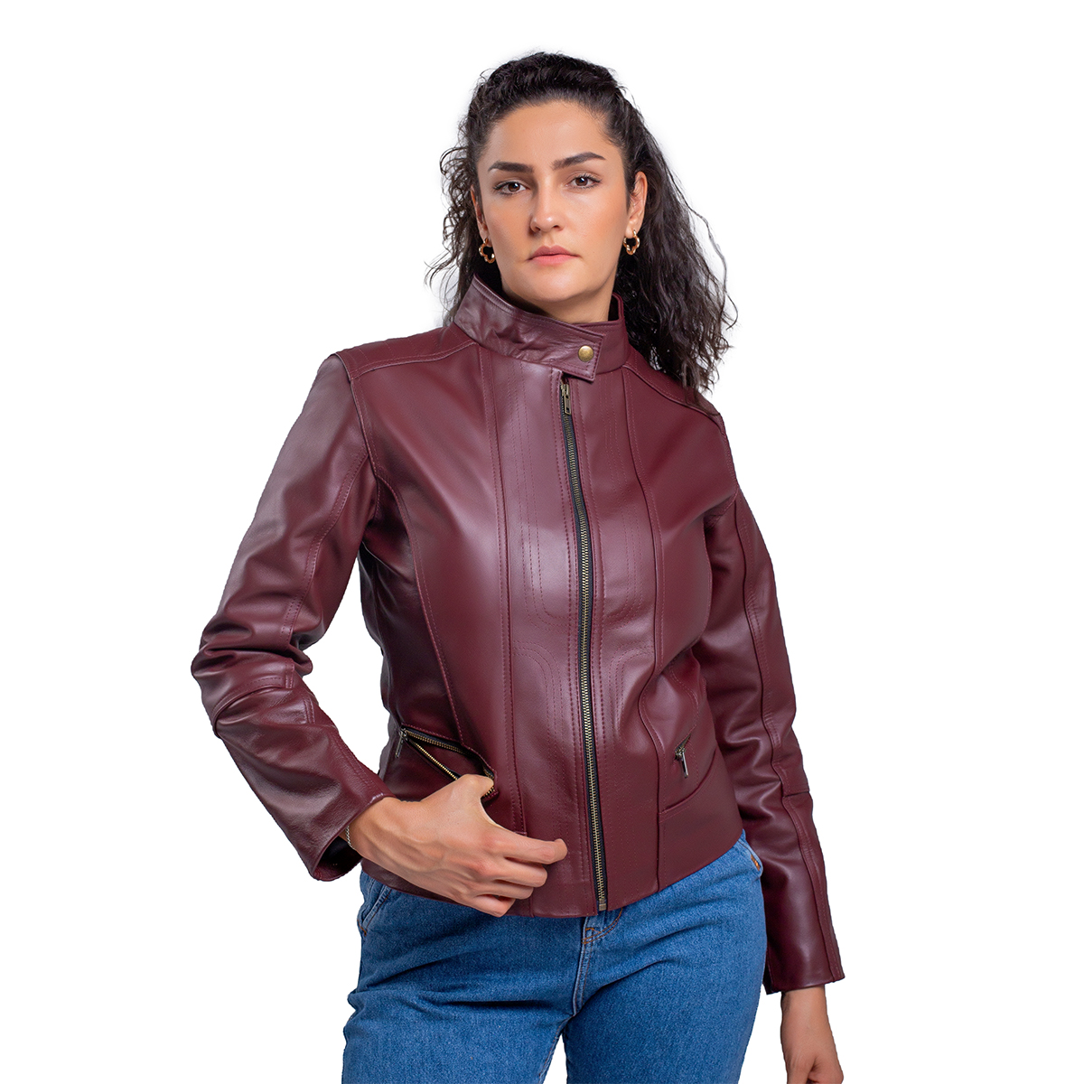 Foto 2 pulgar | Chamarra De Piel Mujer Castelli Cuello Mao Elegante Dama