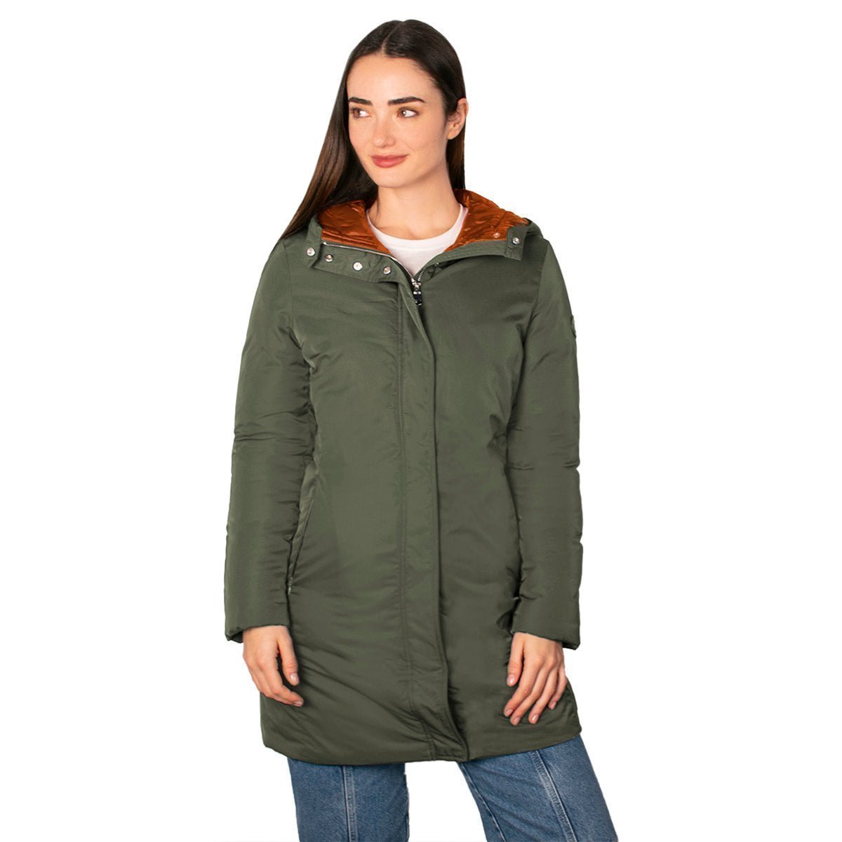 Foto 1 | Chamarra Para Mujer Acolchado En Contraste Con Gorro Fijo Greenlander