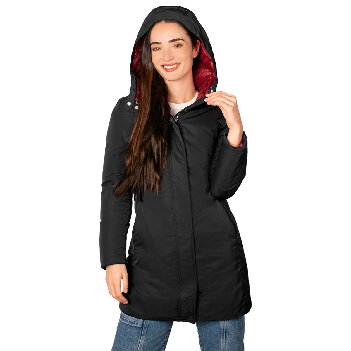 Foto 4 pulgar | Chamarra Para Mujer Acolchado En Contraste Con Gorro Fijo Greenlander