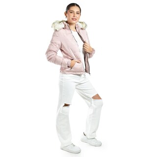 Foto 2 | Chamarra Acolchada Con Capucha Roman Fashion /juvenil 7504 (rosa Palo) Rosa