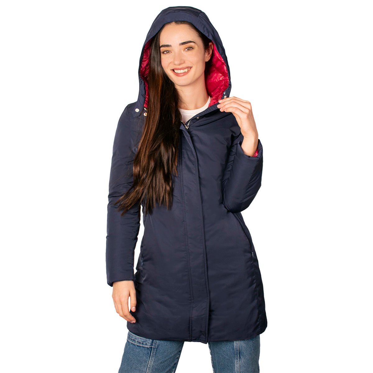 Foto 4 pulgar | Chamarra Para Mujer Acolchado En Contraste Con Gorro Fijo Greenlander