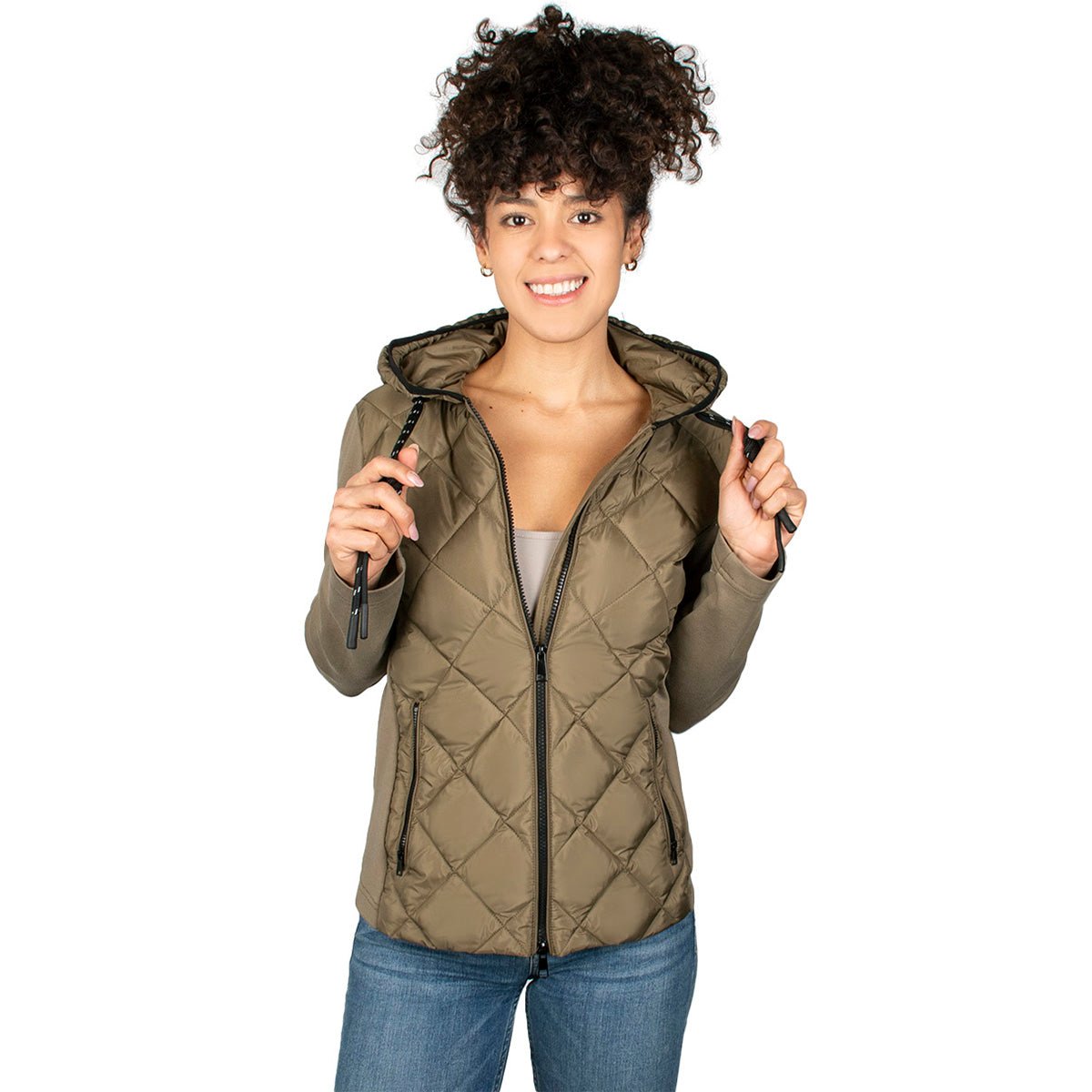 Foto 1 | Chamarra Greenlander Premium Capitonada De Rombos Con Gorro Para Mujer
