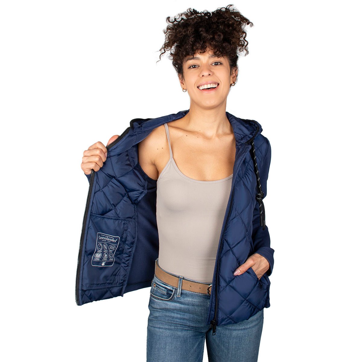 Foto 3 pulgar | Chamarra Greenlander Premium Capitonada De Rombos Con Gorro Para Mujer