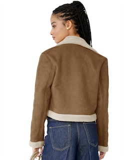 Foto 3 | Chamarra Mujer Invierno Cuello Interior Aborregado Gamuza Chocolate Roosevelt