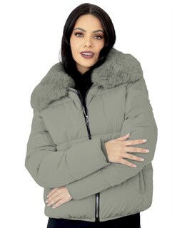 Foto 1 | Chamarra Mujer Cuello Con Peluche Acolchada Verde Olivo Roosevelt A273