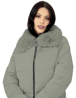 Foto 2 | Chamarra Mujer Cuello Con Peluche Acolchada Verde Olivo Roosevelt A273