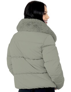 Foto 4 | Chamarra Mujer Cuello Con Peluche Acolchada Verde Olivo Roosevelt A273