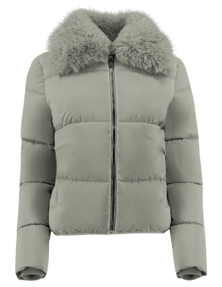 Foto 5 | Chamarra Mujer Cuello Con Peluche Acolchada Verde Olivo Roosevelt A273
