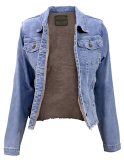 Foto 2 | Chamarra De Mezclilla Mujer Cuello Afelpado Premium Azul Cielo Roosevelt 44