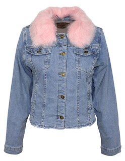Foto 3 | Chamarra De Mezclilla Mujer Cuello Afelpado Premium Azul Cielo Roosevelt 44