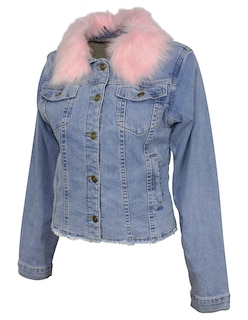 Foto 4 | Chamarra De Mezclilla Mujer Cuello Afelpado Premium Azul Cielo Roosevelt 44