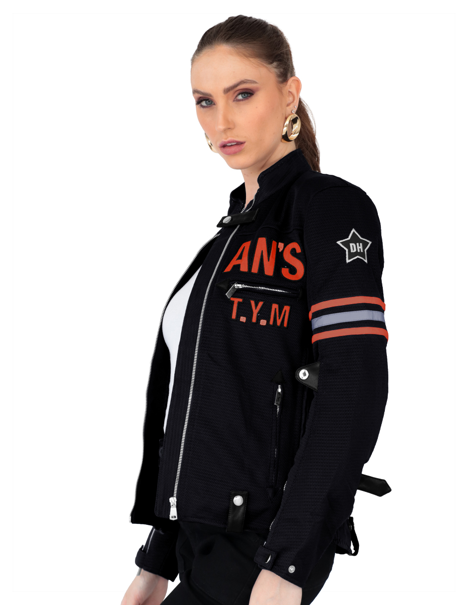 Foto 2 | Chamarra Mujer Biker Con Proteccion Naranja Roosevelt A317