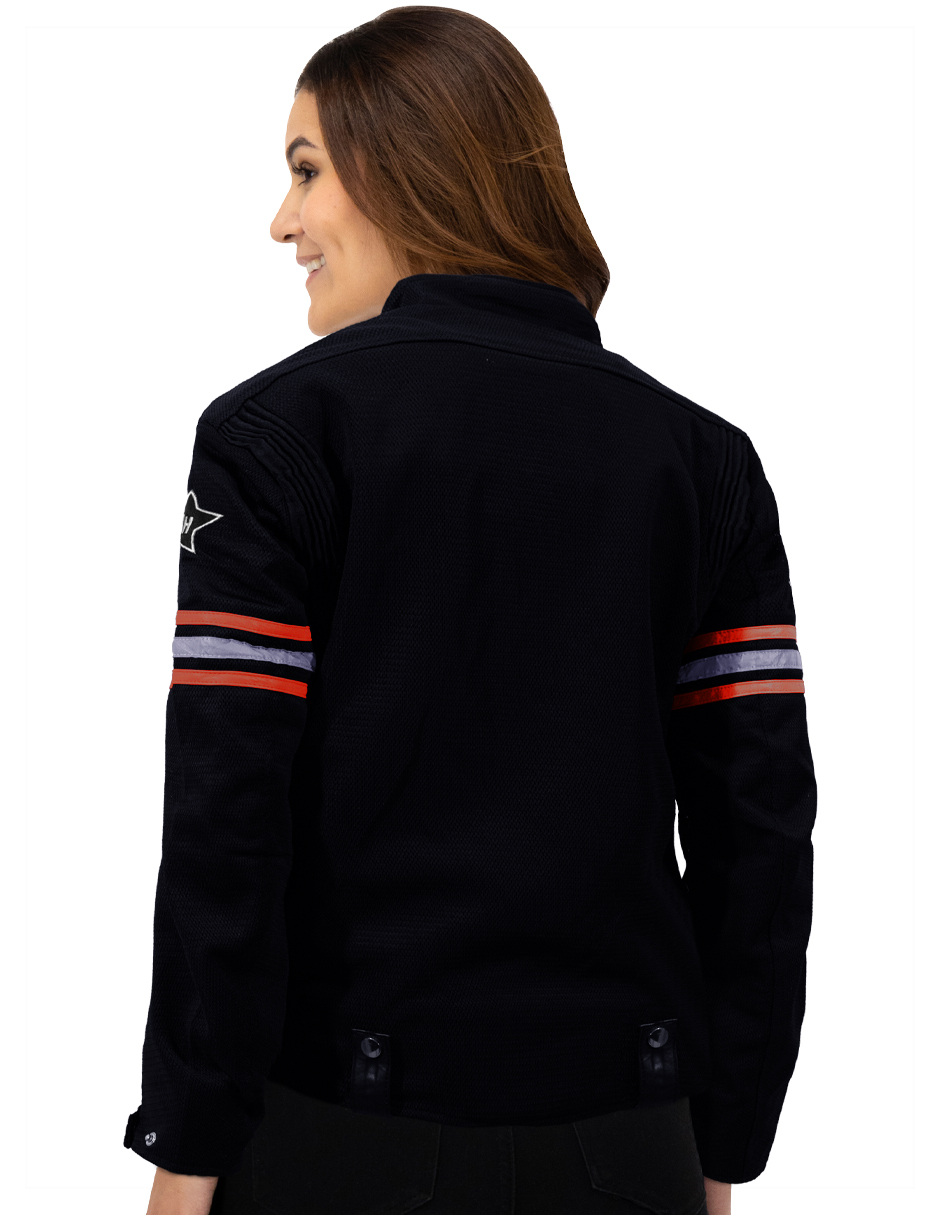 Foto 3 | Chamarra Mujer Biker Con Proteccion Naranja Roosevelt A317