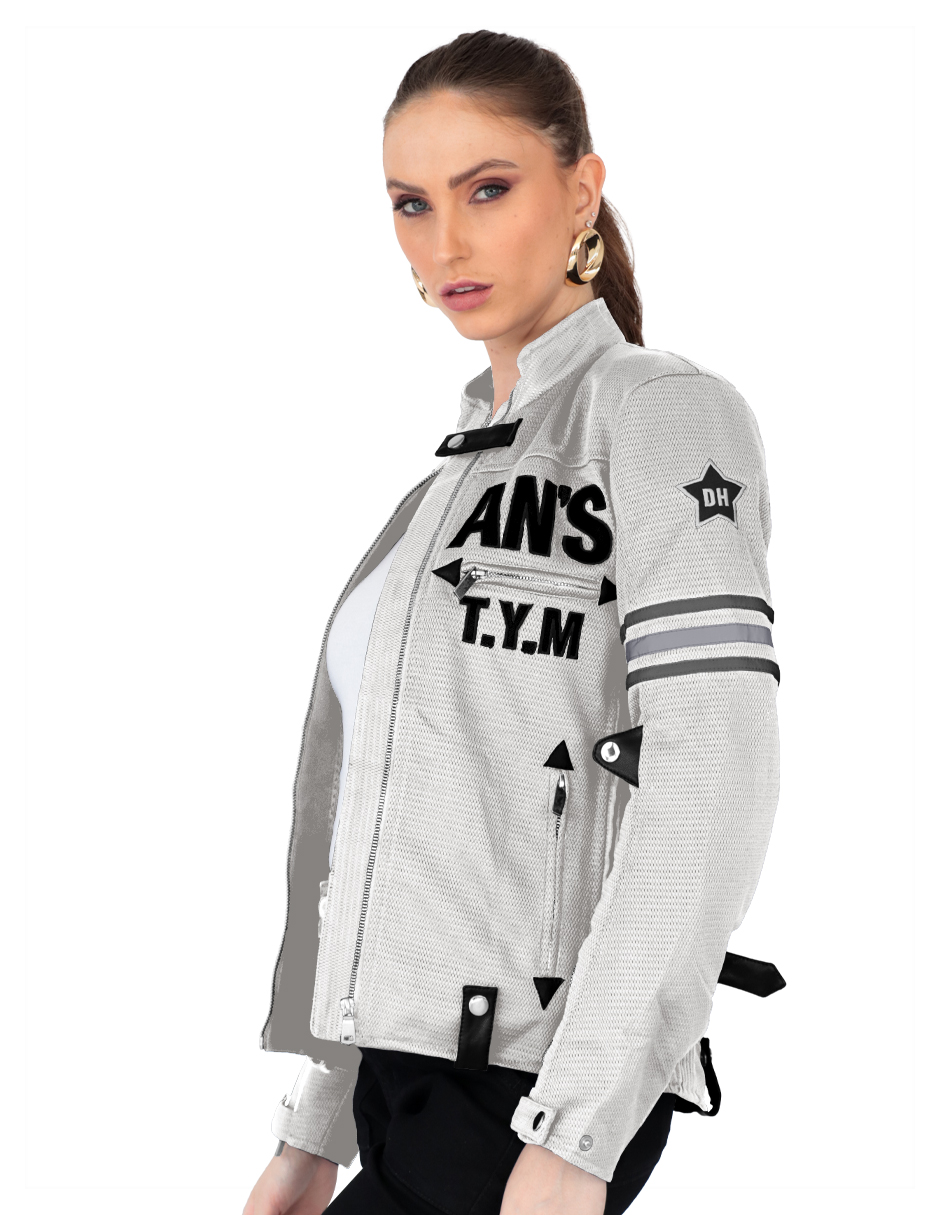 Foto 2 | Chamarra Mujer Biker Con Proteccion Blanco Roosevelt A317