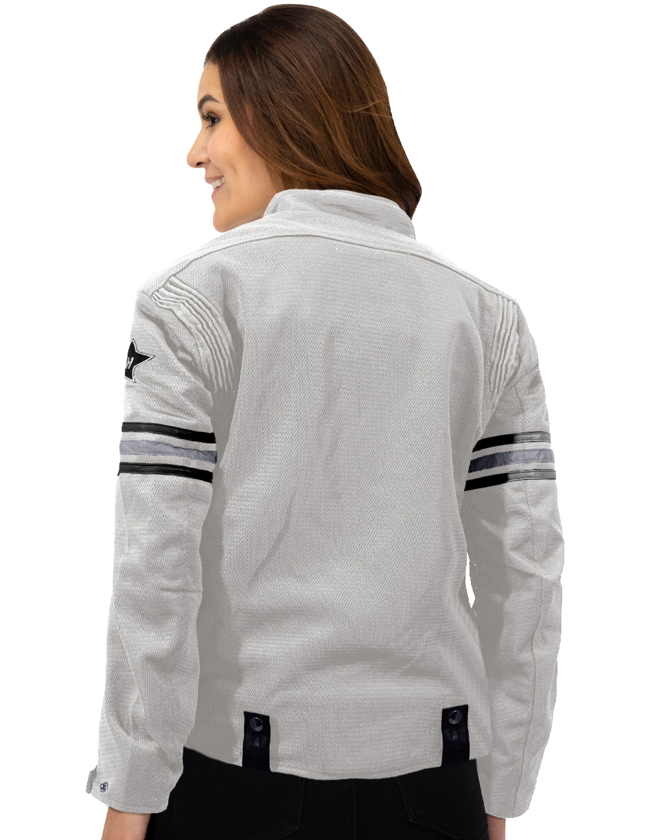 Foto 3 | Chamarra Mujer Biker Con Proteccion Blanco Roosevelt A317