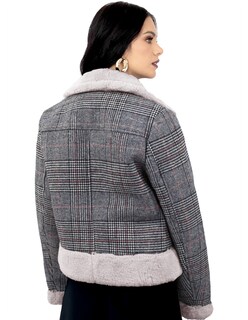 Foto 3 | Chamarra Vintage Glamur Mujer Afelpada Gris Claro Roosevelt A307