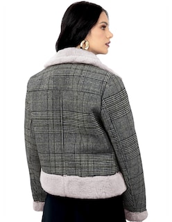 Foto 3 | Chamarra Vintage Glamur Mujer Afelpada Gris Obscuro Roosevelt A307