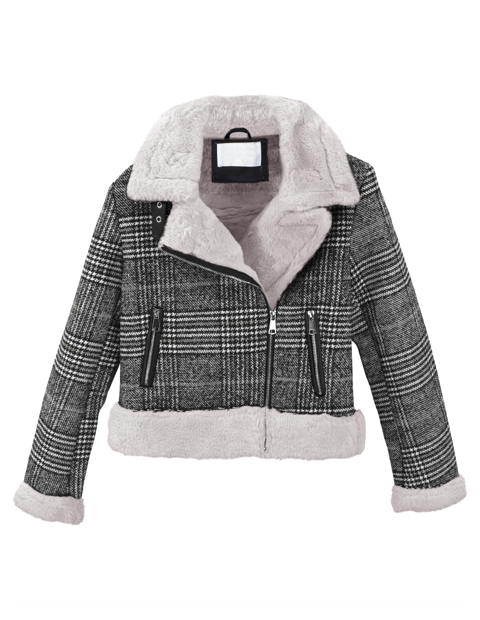 Foto 4 | Chamarra Vintage Glamur Mujer Afelpada Gris Obscuro Roosevelt A307