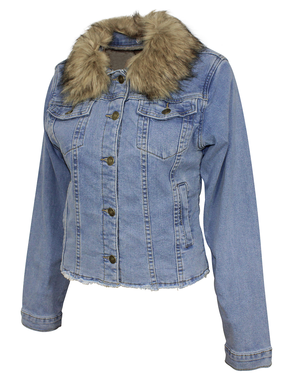 Foto 4 | Chamarra De Mezclilla Mujer Cuello Afelpado Premium Azul Claro Roosevelt  44