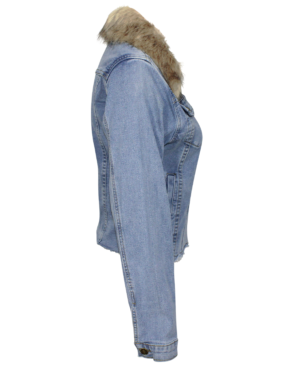 Foto 5 | Chamarra De Mezclilla Mujer Cuello Afelpado Premium Azul Claro Roosevelt  44