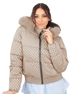 Foto 1 | Chamarra Capitonada Mujer Gorro Desmontable Dorado Roosevelt A292