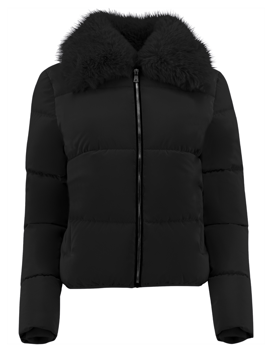 Foto 5 | Chamarra Mujer Cuello Con Peluche Acolchada Negro Roosevelt A273