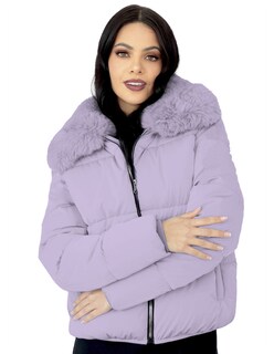Foto 1 | Chamarra Mujer Cuello Con Peluche Acolchada Lila Roosevelt A273