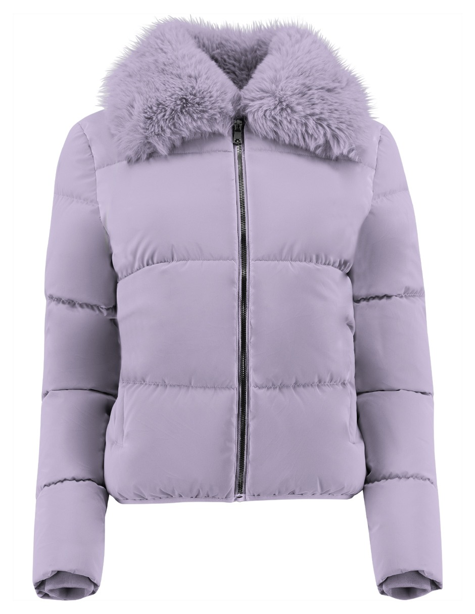 Foto 5 | Chamarra Mujer Cuello Con Peluche Acolchada Lila Roosevelt A273