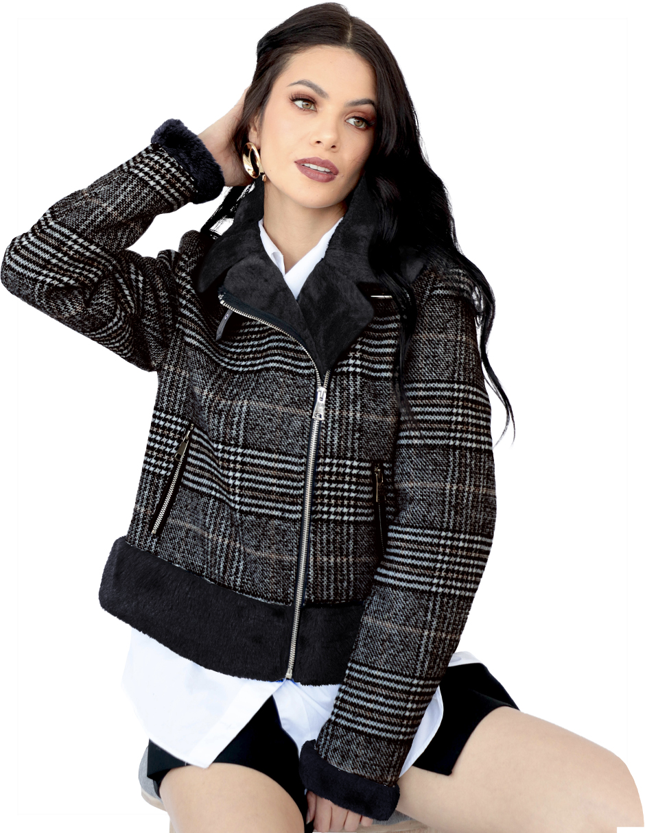 Foto 1 | Chamarra Vintage Glamur Mujer Afelpada Negro Roosevelt A307