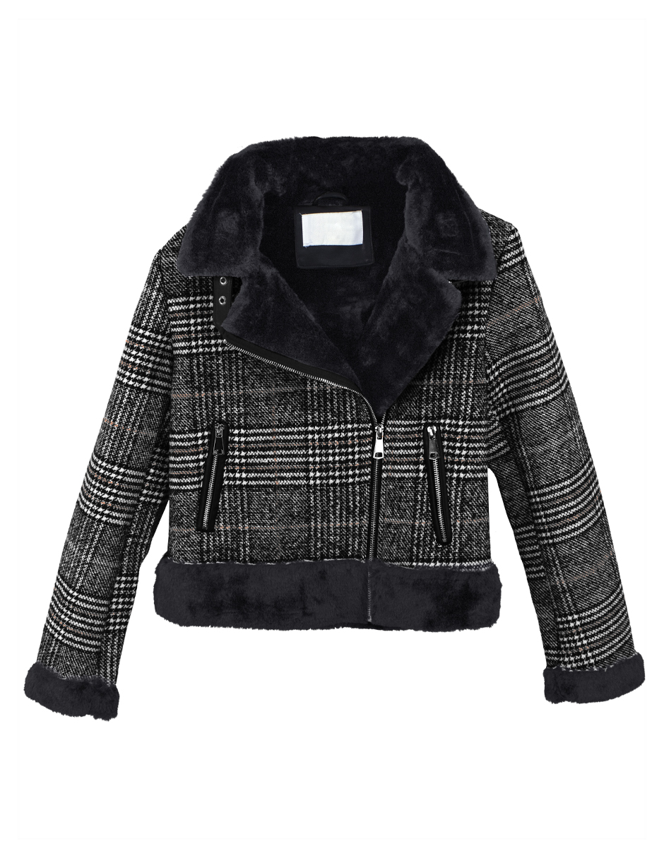 Foto 4 | Chamarra Vintage Glamur Mujer Afelpada Negro Roosevelt A307