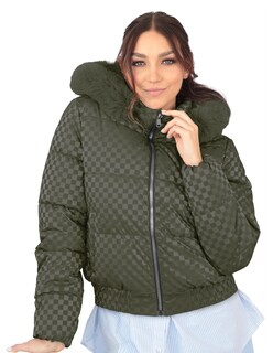 Foto 1 | Chamarra Capitonada Mujer Gorro Desmontable Verde Olivo Roosevelt A292