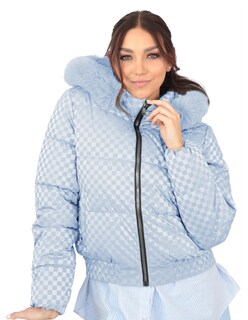 Foto 1 | Chamarra Capitonada Mujer Gorro Desmontable Azul Cielo Roosevelt A292