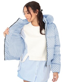 Foto 2 | Chamarra Capitonada Mujer Gorro Desmontable Azul Cielo Roosevelt A292