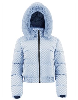 Foto 4 | Chamarra Capitonada Mujer Gorro Desmontable Azul Cielo Roosevelt A292