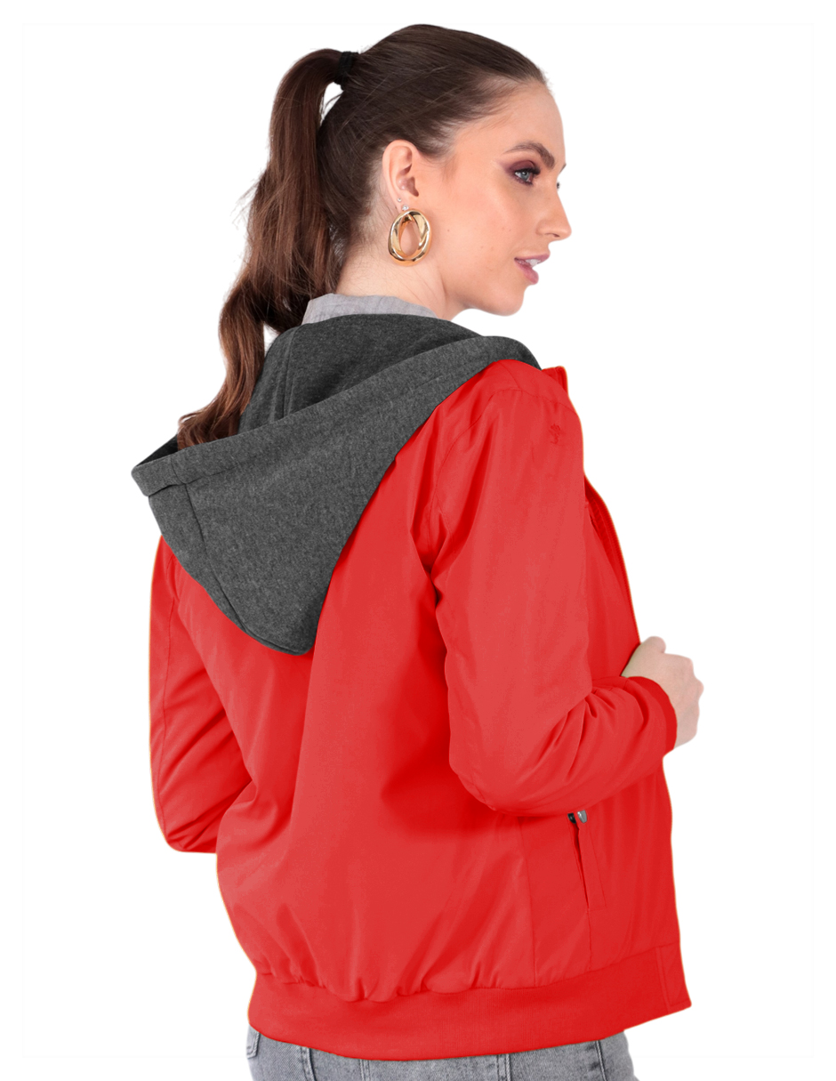 Foto 3 pulgar | Chamarra Boomber Mujer Cuello Redondo Con Gorro