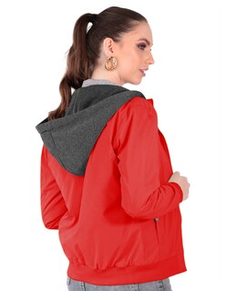 Foto 2 | Chamarra Boomber Mujer Cuello Redondo Con Gorro